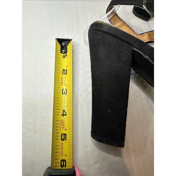 Report Suede Size 9 Strappy High Heel Shoes Black Quiet Luxury Party - Picture 11 of 12